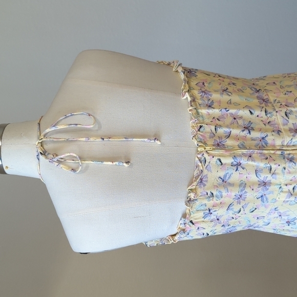 Gianni Bini Floral Halter Wide Leg Jumpsuit Yellow M bohemian summer cottagecore - Picture 5 of 10